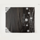 オークリー素朴ジ木結婚のフォトブース背景 タペストリー (正面(横))