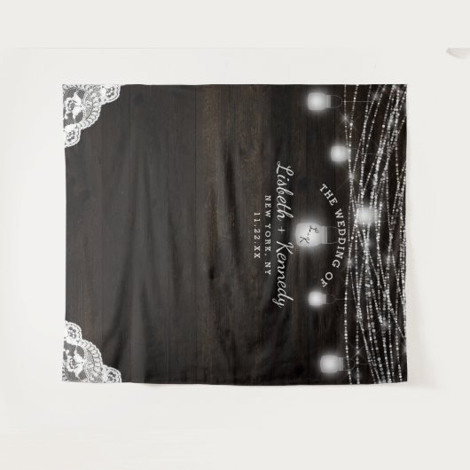 オークリー素朴ジ木結婚のフォトブース背景 タペストリー (正面(横))