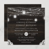 オークリー素朴ッジウッド&レース結婚ズスクエア 招待状 (正面/裏面)