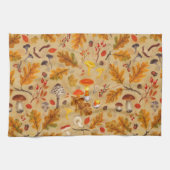 オークルの森のキノコと秋の植物 キッチンタオル (横)