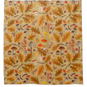 オークルの森のキノコと秋の植物 シャワーカーテン (正面)