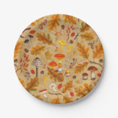 オークルの森のキノコと秋の植物 ペーパープレート (正面)