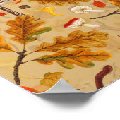 オークルの森のキノコと秋の植物 ポスター (角)