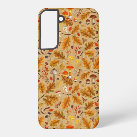 オークルの森のキノコと秋の植物 SAMSUNG GALAXYケース (裏面)