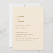 オークルクリーム タイプライター QRコード ウェディング モダン 招待状 (正面)