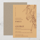 オークレイエロースケッチフローラリハーサルディナー招待状 サンキューカード (正面/裏面)