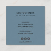 オークレイエローネイビーグレー編み物ウールヤーンボール スクエア名刺 (裏面)