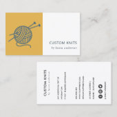 オークレイエローネイビーグレー編み物ウールヤーンボール 名刺 (正面/裏面)