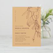 オークレイエローラインスケッチフローラブライダルシャワーカード サンキューカード (スタンド正面)