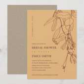 オークレイエローラインスケッチフローラブライダルシャワーカード サンキューカード (正面/裏面)