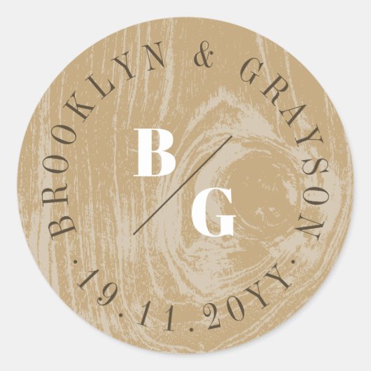 オークレウ素朴グライトグレインテクスチャー秋秋の結婚式 ラウンドシール (正面)