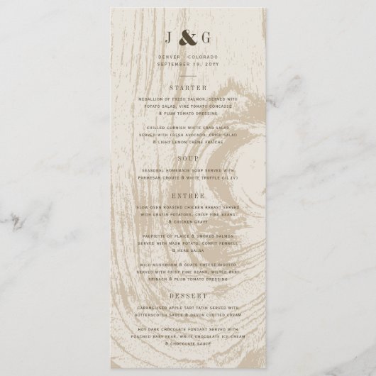 オークレウ素朴ードグレインシンプル秋の結婚式 メニュー (正面)