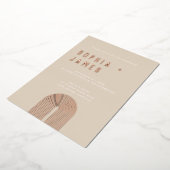 オークレオモダンレンジボホアーチ結婚ーズ 箔招待状 (回転した状態)