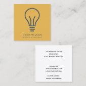 オークレネイビーブルー電球電気技師 スクエア名刺 (正面/裏面)