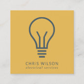 オークレネイビーブルー電球電気技師 スクエア名刺 (正面)