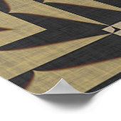 オークレブラウンカーキレッド先住民トライバルモザイクパターン ポスター (角)