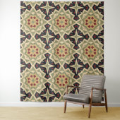 オークレマスタードイエローオリーブグリーンブラックトライバルアート タペストリー (インサイチュ)