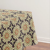 オークレマスタードイエローオリーブグリーンブラックトライバルアート テーブルクロス (インサイチュ)