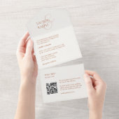 オークレーアイボリーモノグラムQRすべて1つの結婚式の招待 オールインワン招待状 (貼ってはがせる)