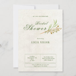 オークレーエレガントムグリーン素朴ブライダルシャワー 招待状