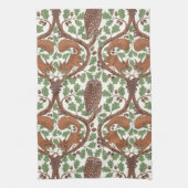 オーク材のウイスパー/フクロウとリス キッチンタオル (縦)