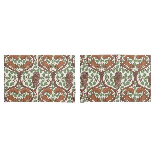 オーク材のウイスパー/フクロウとリス 枕カバー (フロントセット)