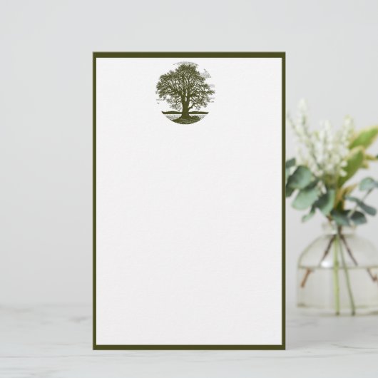 オーク材の木の固定 便箋 (スタンド正面)