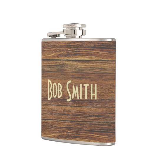 オーク材の背景 フラスク (左)