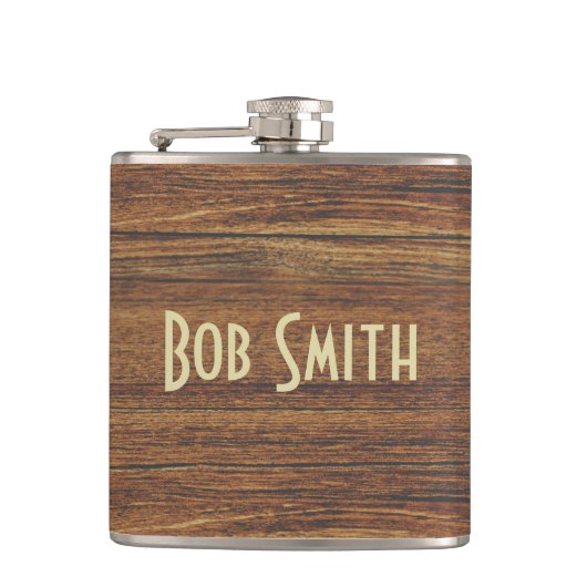 オーク材の背景 フラスク (正面)