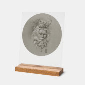 オーク材ひげの緑の男 アクリルサイン (傾斜)