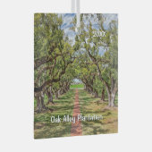 オーク材プランテーション、南部のオーク材の木 ガラスオーナメント (正面右)