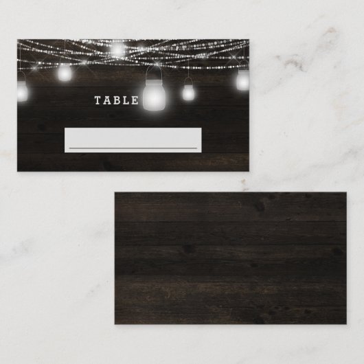 オーク材素朴製座席番結婚号 プレイスカード (正面/裏面)