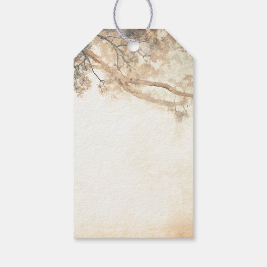 オーク素朴の木と彫られたハートの結婚数 ギフトタグ (裏面)