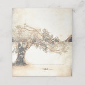 オーク素朴の木と彫られたハートの結婚数 プレイスカード (外部開封)