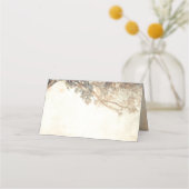 オーク素朴の木と彫られたハートの結婚数 プレイスカード (裏面)