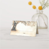 オーク素朴の木と彫られたハートの結婚数 プレイスカード (正面)