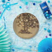 オーク素朴の木のストリングライト ペーパープレート (パーティー)