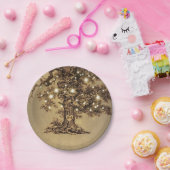 オーク素朴の木のストリングライト ペーパープレート (パーティー)