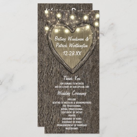 オーク素朴の木の国の結婚式のプログラム プログラム (正面/裏面)