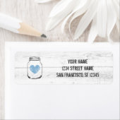 オーク素朴ウッドブルーハート差出人住所ラベル ラベル (インサイチュ)