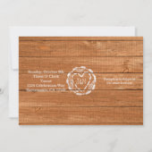 オーク素朴ウッド&ハートスタンプ結婚式招待状 招待状 (裏面)