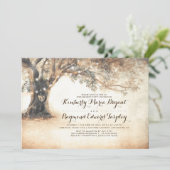 オーク素朴ツリーと彫りハート婚約パーティ 招待状 (スタンド正面)