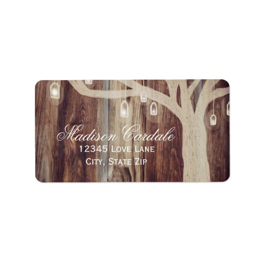 オーク素朴ツリーライトウッド結婚ズ住所 シール (正面)