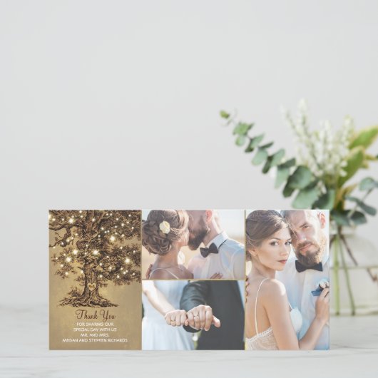 オーク素朴ツリーラ結婚イツありがとう サンキューカード (スタンド正面)