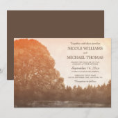 オーク素朴ツリー秋の結婚式招待状 招待状 (正面/裏面)