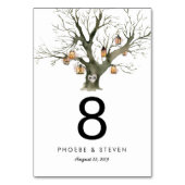 オーク素朴ツリー結婚のテーブ独身のル番号 テーブルナンバー (裏面)