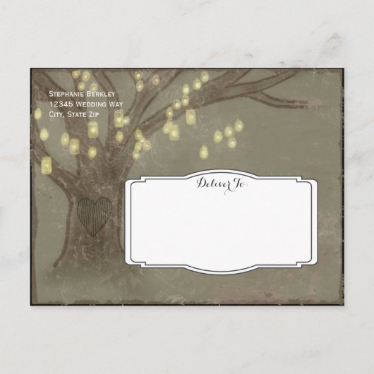 オーク素朴ツリーMason Jars日付はがきを保存 案内ポストカード (裏面)