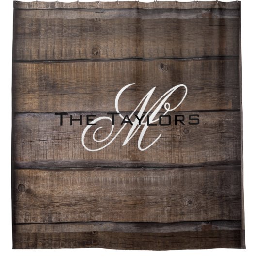 オーク素朴ファミリーネームバーンファームハウスシャワーカート シャワーカーテン (正面)