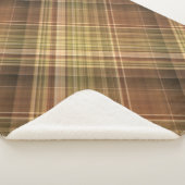 オーク素朴ブラウンとオリーブの格子柄 シェルパブランケット (3/4)