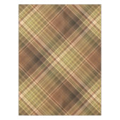 オーク素朴ブラウンとオリーブの格子柄 テーブルクロス (正面)